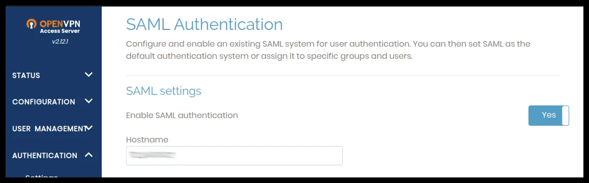 Activación de SAML en OpenVPN