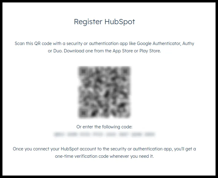 QR code shown by HubSpot