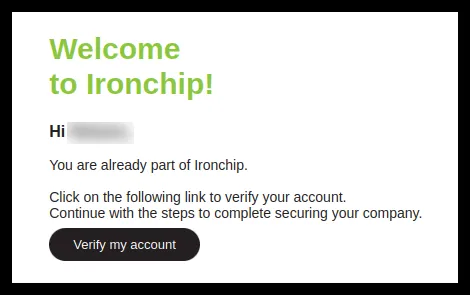 Correo de verificación con el botón Verify my account