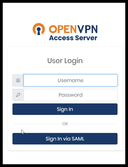 Portal del cliente de OpenVPN con la opción de SAML