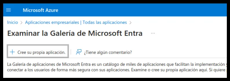 Ventana Crear su propia aplicación con el nombre de la aplicación
