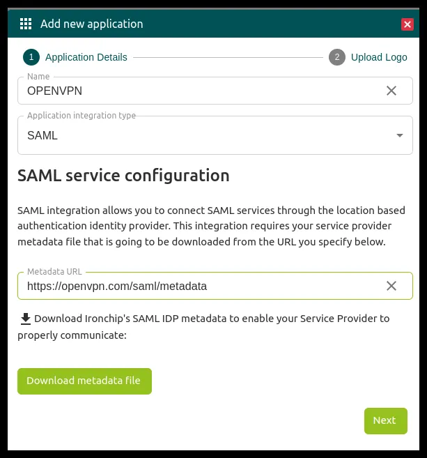 Apartado Service Provider (SP) identity and URL