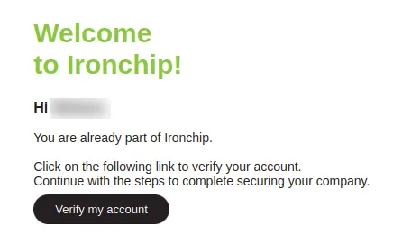 Verification email with the Verify my account button