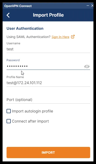 Nuevo perfil en el cliente de OpenVPN
