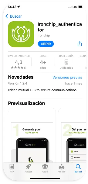 Ficha de la aplicación con el botón Abrir una vez instalada