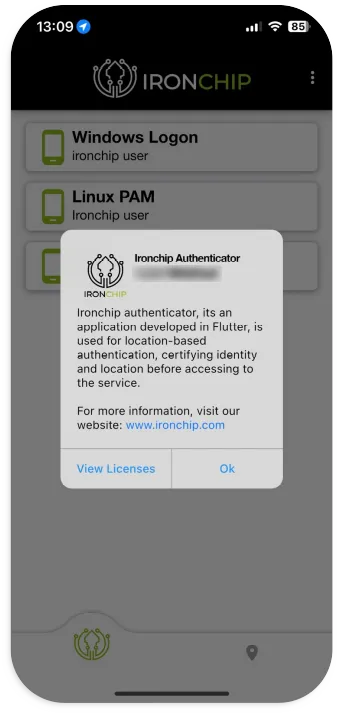 Mensaje de App Information con la versión de la aplicación instalada