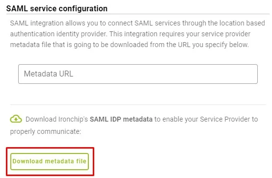 Download of the metadata generated by Ironchip