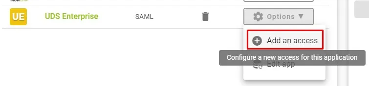 Option to give users access to the application
