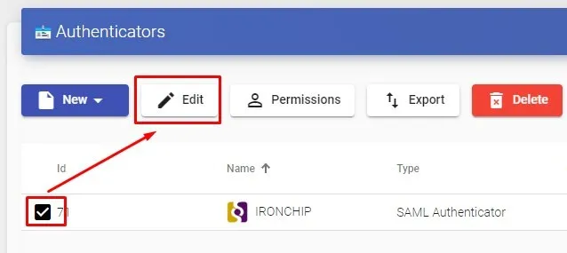 Editing the SAML authenticator