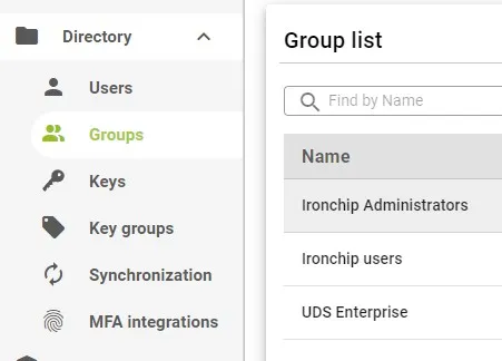 Groups added to the authenticator