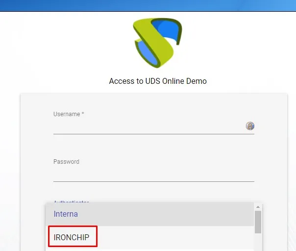 UDS Enterprise portal with the SAML authenticator