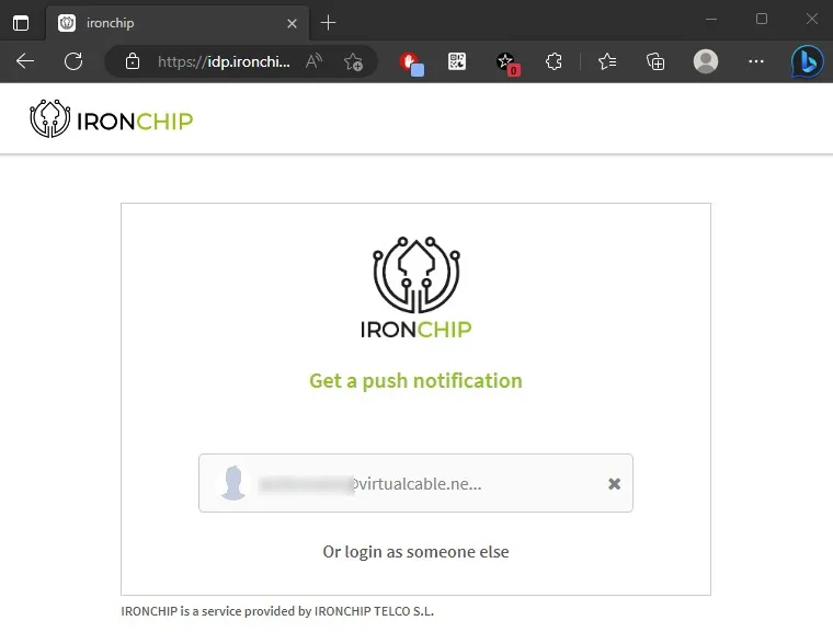 Ironchip sign-in page asking for the email address