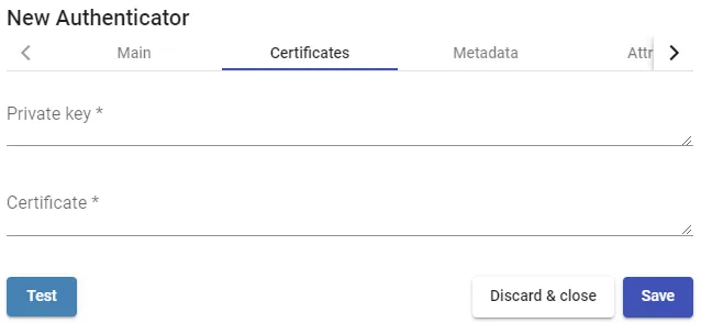 Pestaña Certificates del autenticador