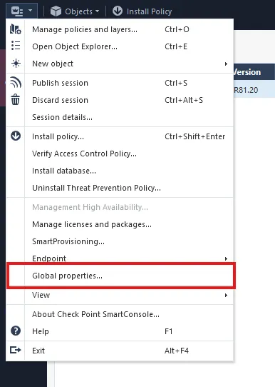 Acceso a Global Properties en la Smart Console