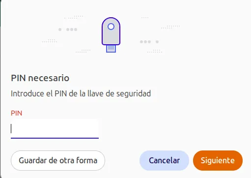 Ventana que solicita el PIN del autenticador