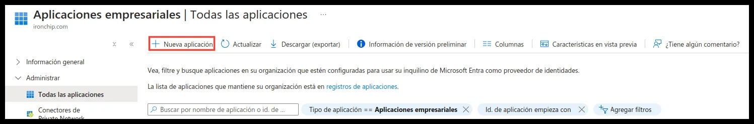 New application button