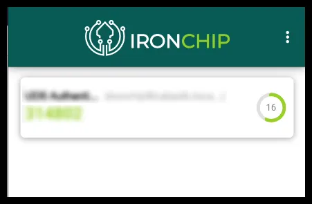 Nueva entrada en la aplicación con el código OTP y el contador de 30 segundos