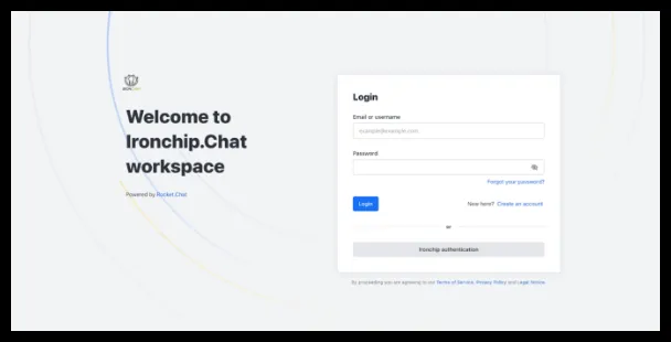 Página de un servicio web con el botón Ironchip Authentication