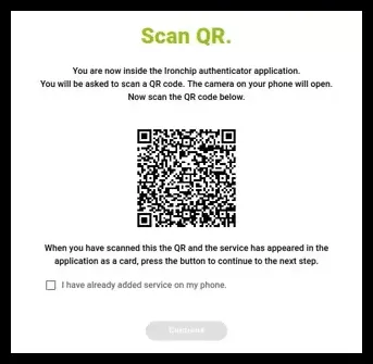Código QR en la pantalla del ordenador que hay que escanear con la aplicación