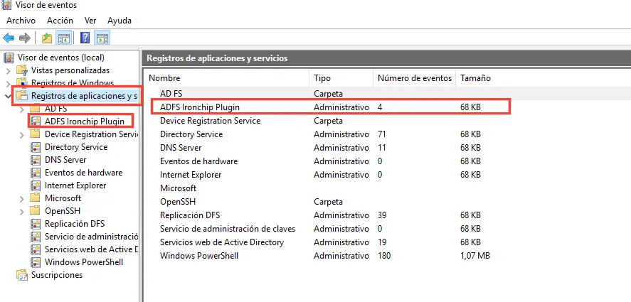Visor de eventos de Windows