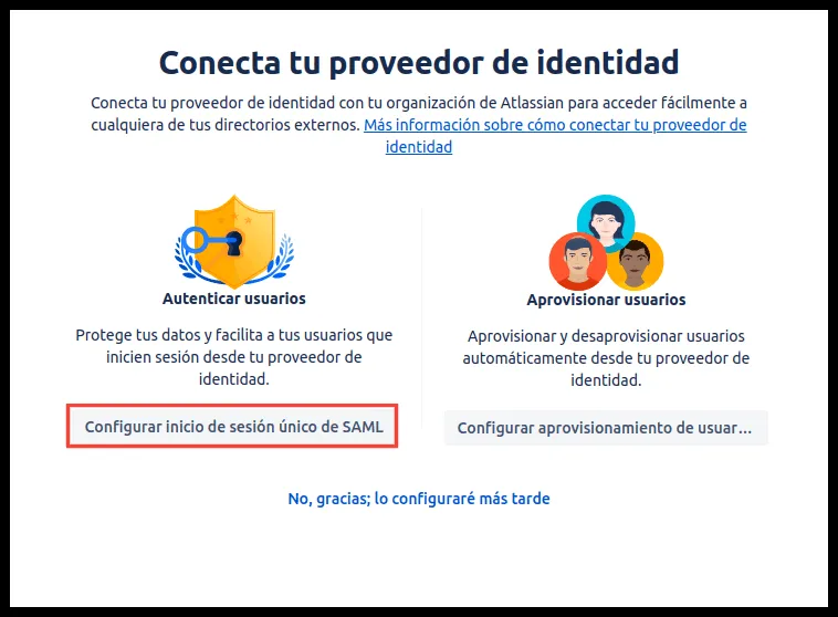 Botón para configurar el inicio de sesión único de SAML
