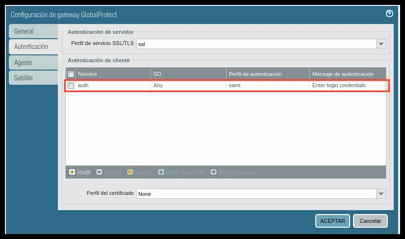 Gateway client authentication with the SAML profile