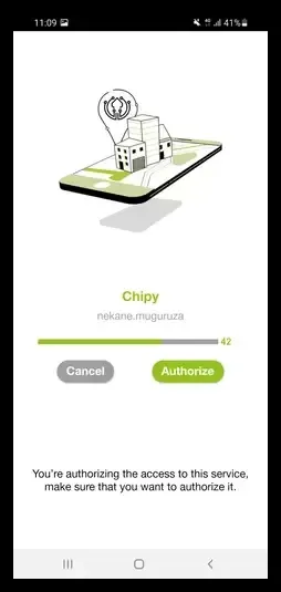 Pantalla de escaneo de señales que verifica la ubicación