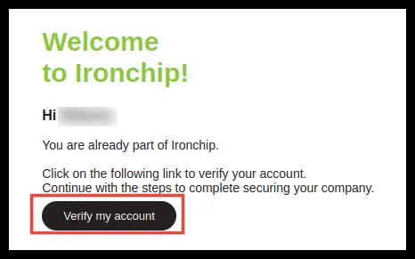 Correo de verificación con el botón Verify my account