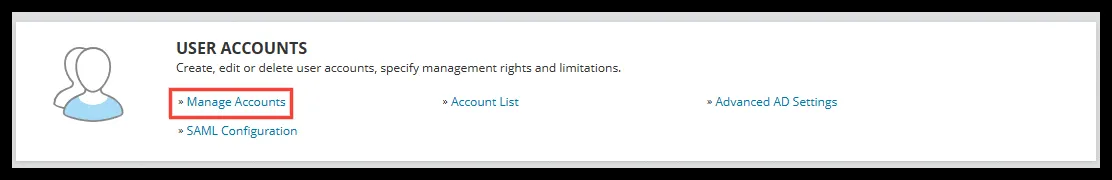 Manage Accounts under User Accounts