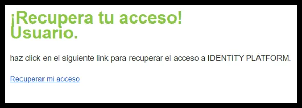 Correo de recuperación de la cuenta con el botón Recuperar mi acceso