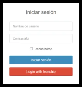 Página de un servicio web con el botón Login with Ironchip