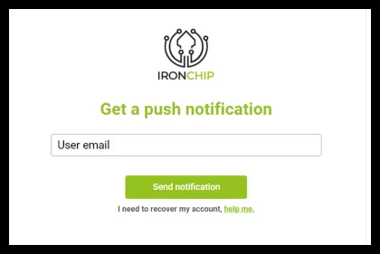 Pantalla para introducir el correo electrónico y enviar la notificación