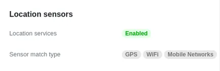 Location sensors block in the console with Location services and Sensor match type