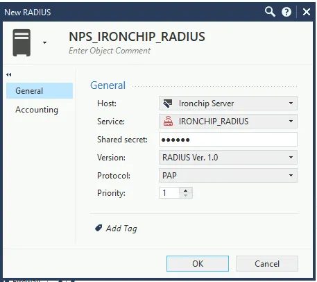 Configuración del servidor RADIUS NPS_IRONCHIP_RADIUS