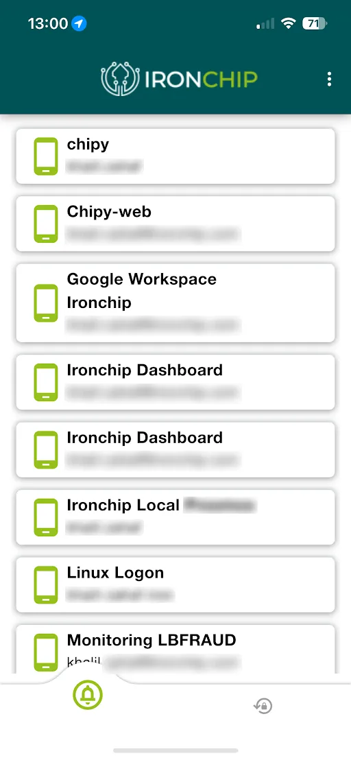 Autenticador de Ironchip en el móvil