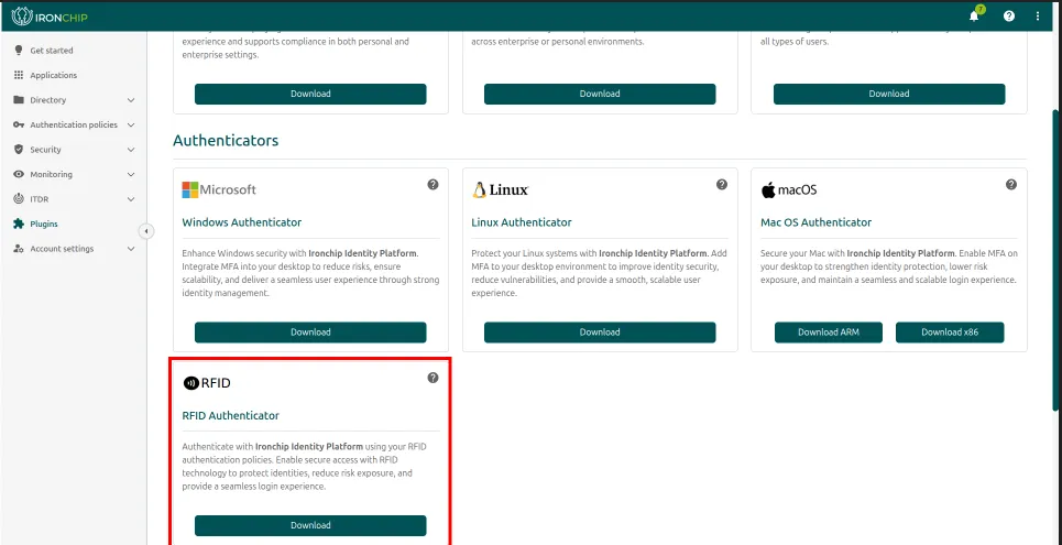 RFID Authenticator package in the Plugins section