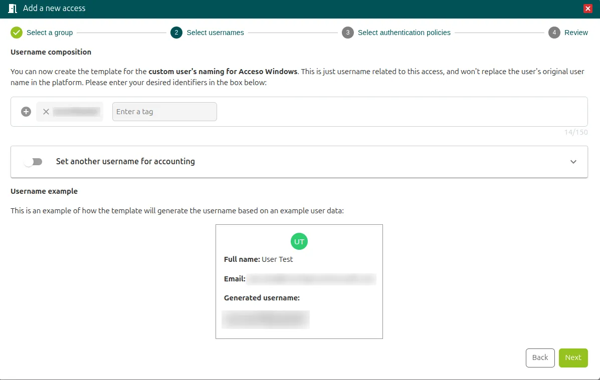 Field for the user to protect and the Next button