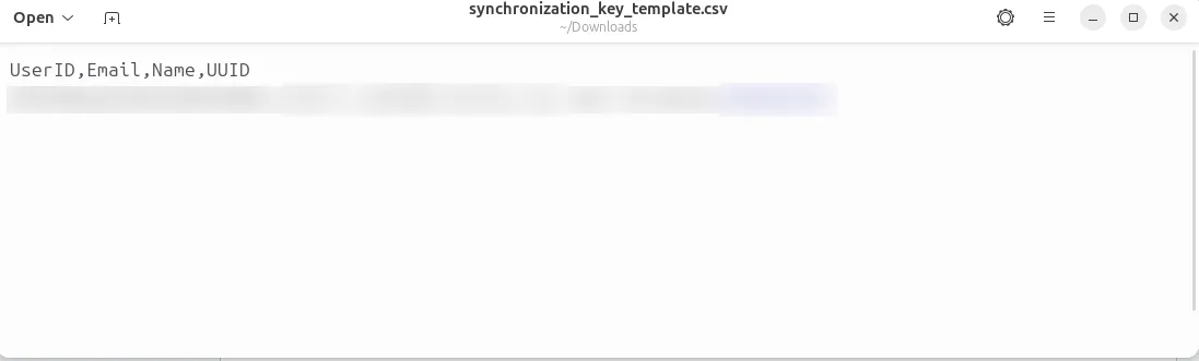 Import template filled in with the card data
