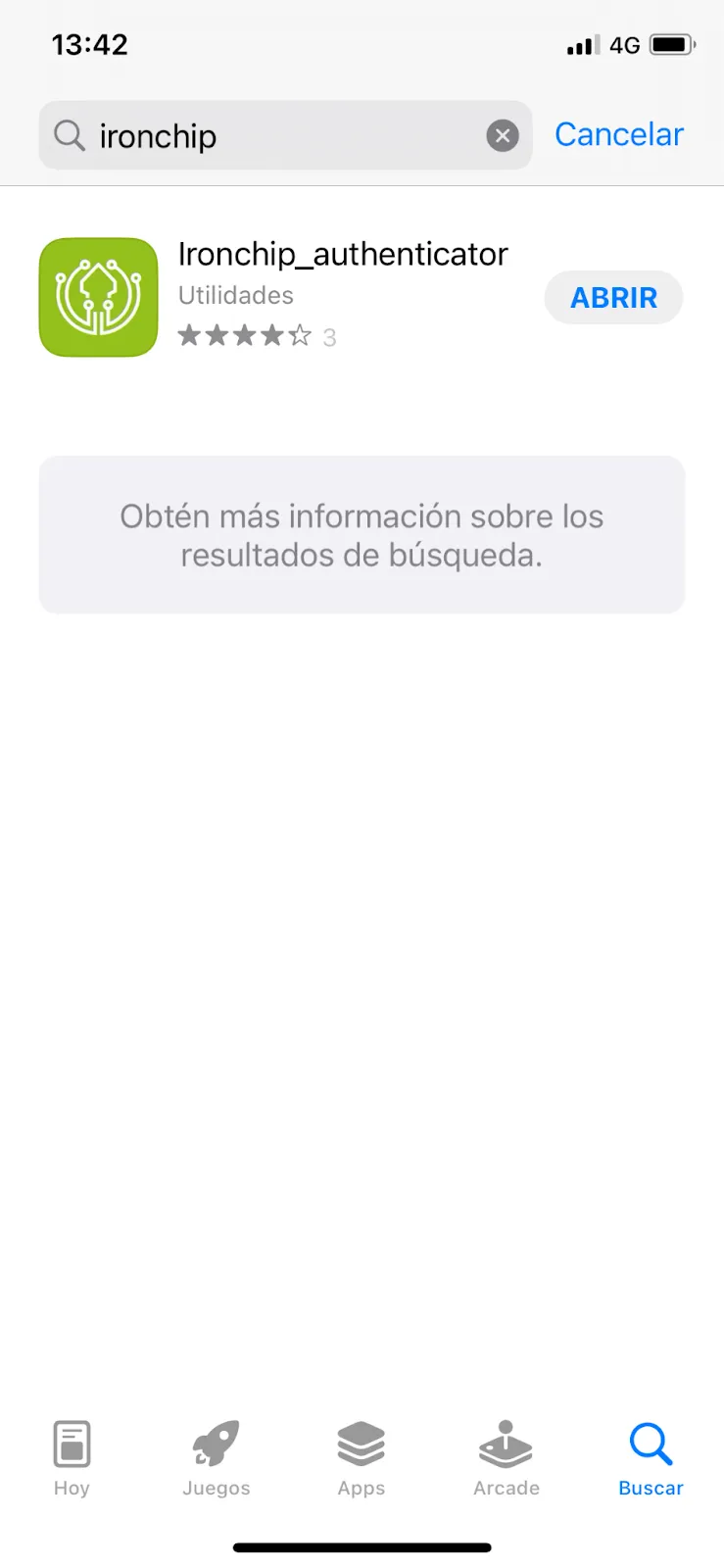 Ironchip Authenticator listing in the App Store with the Install button