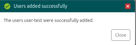 Users added successfully message