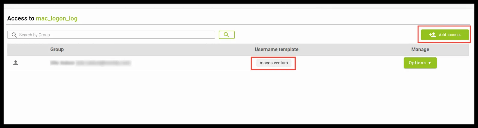 Acceso con el nombre de usuario del Mac