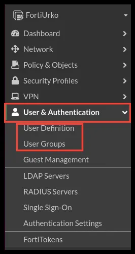 Menú User & Authentication > User Groups