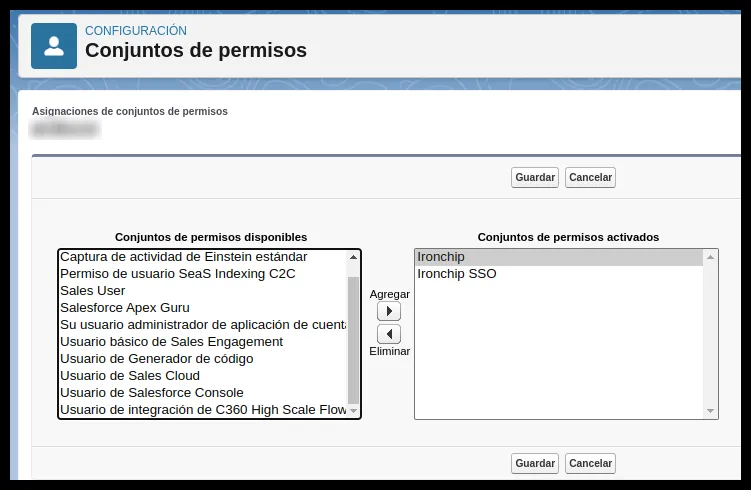 Conjunto de permisos añadido a las asignaciones del usuario