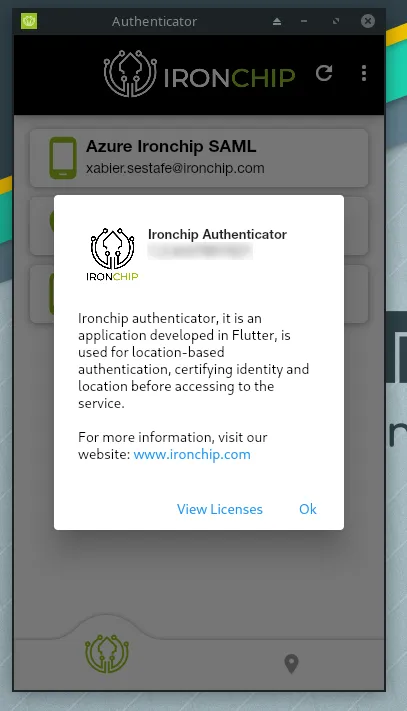 Window showing the desktop application version