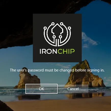 Password change window on the Windows sign-in